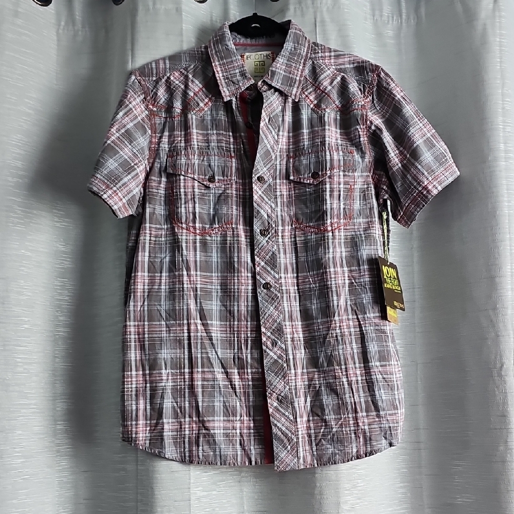 Ecoths Men's Cloudburst Plaid Short Sleeve Shirt